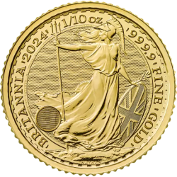 Złota moneta 1/10 uncji Britannia 2024 r Karol III