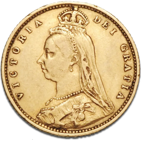 Złota moneta pół suwerena Królowa Wikoria 1887 - 1893 r.