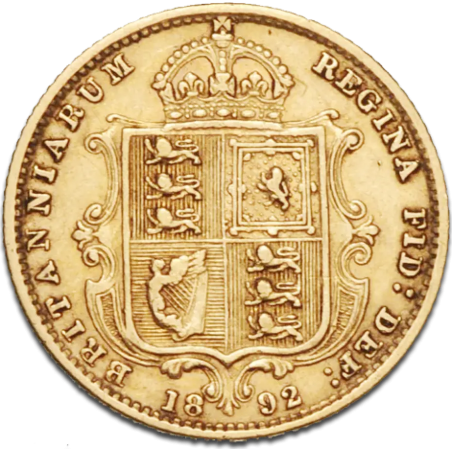 Złota moneta pół suwerena Królowa Wikoria 1887 - 1893 r.