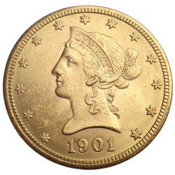 Złota moneta 10 dolarów "Liberty" 1866-1907 r