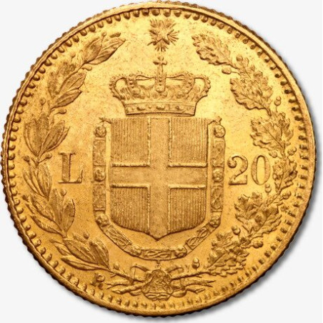 Złota Moneta 20 Lirów Włochy 1879 - 1897 r