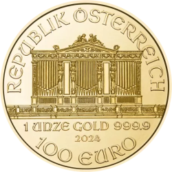 Złota moneta 1 uncja Wiedeński Filharmonik 2024 r