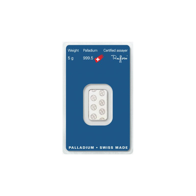 Sztabka palladu 5 gramów ARGOR-HERAEUS LBMA Sztabka palladu 5 gramów ARGOR-HERAEUS LBMA