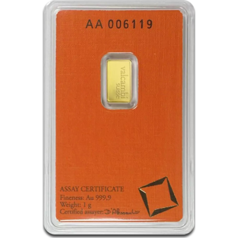 Sztabka złota 1 gram VALCAMBI LBMA