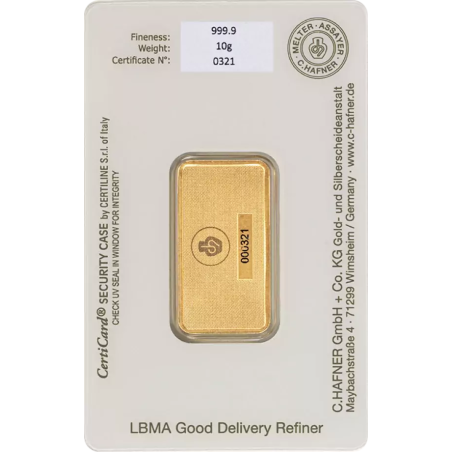 Sztabka Złota 10 gramów C. HAFNER LBMA