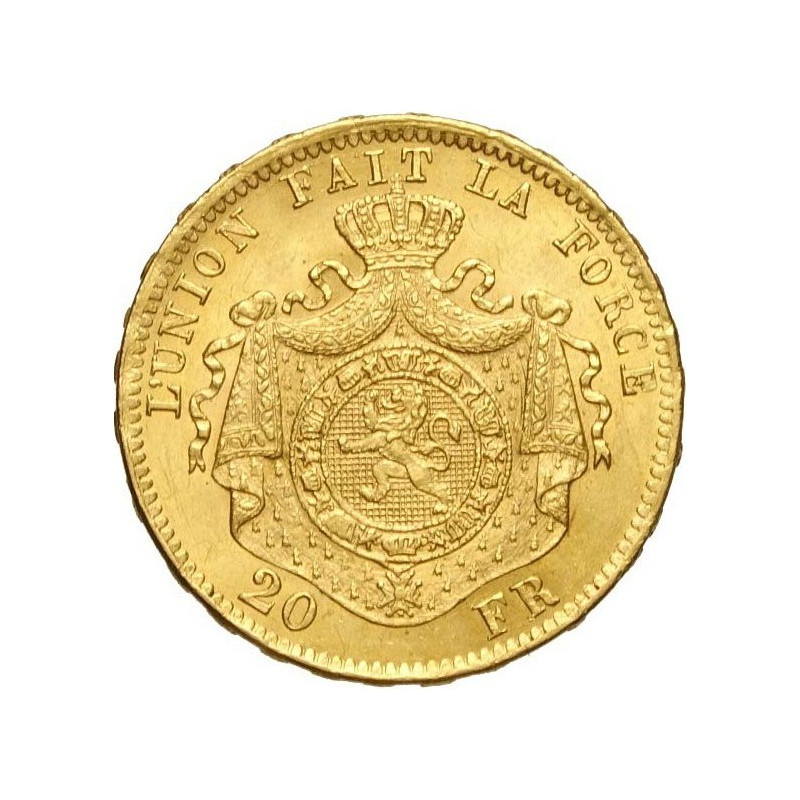 Złota moneta 20 franków Leopold II Belgia 1867-1870 r