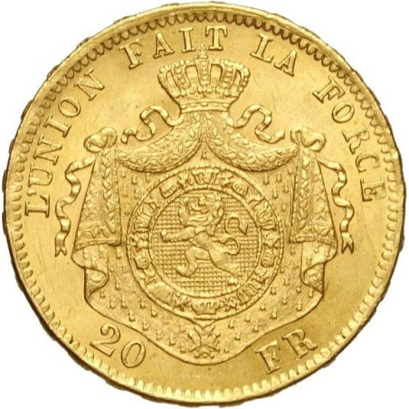 Złota moneta 20 franków Leopold II Belgia 1867-1870 r