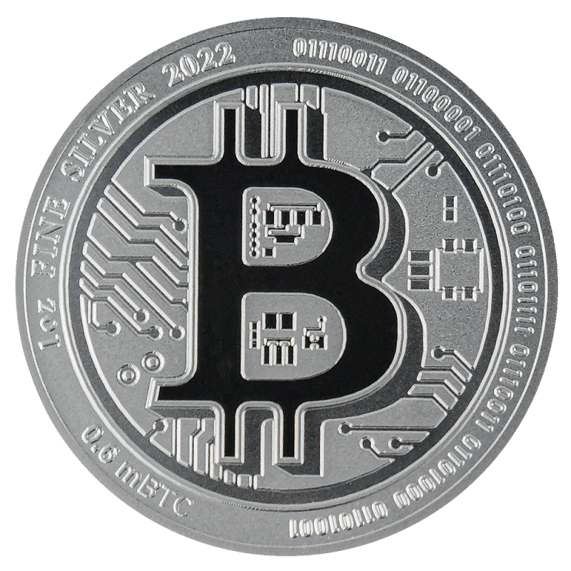 Srebrna moneta 1 uncja Bitcoin różne roczniki