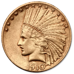 Złota moneta 10 dolarów "Indianin" 1908-1933 r