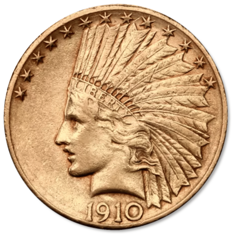 Złota moneta 10 dolarów "Indianin" 1908-1933 r