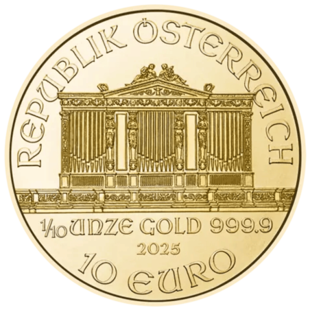 Złota moneta 1/10 uncji Wiedeński Filharmonik 2026 r