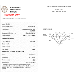 Diament Laboratoryjny Brylant 1,60 ct F VS2 IGI