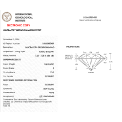 Diament Laboratoryjny Brylant 1,50 ct E VS2 IGI