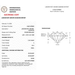 Diament Laboratoryjny Brylant 1.23ct E VS2 IGI