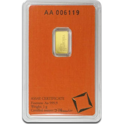 Sztabka złota 1 gram VALCAMBI LBMA