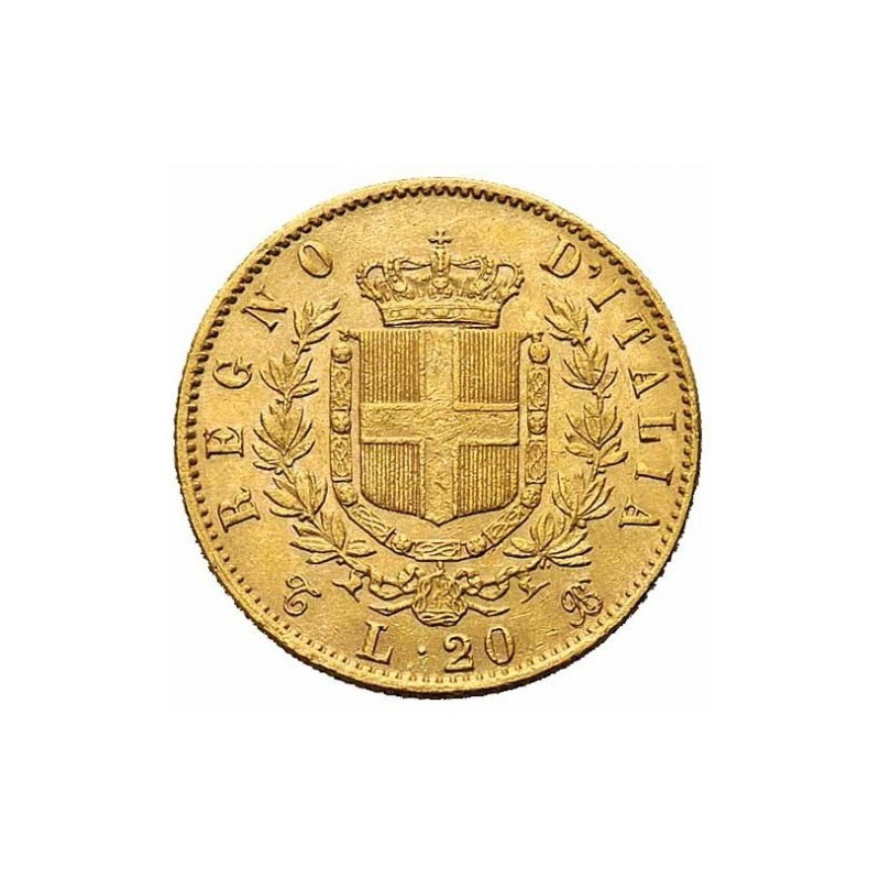 Złota Moneta 20 Lirów Włochy Król Wiktor Emanuel II (1861 - 1878) Złota Moneta 20 Lirów Włochy Król Wiktor Emanuel II (1861 - 1878)