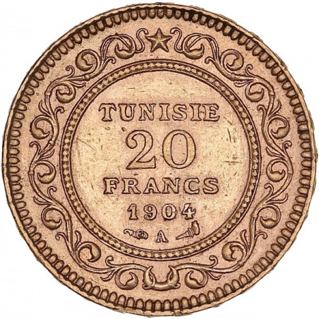 Złota moneta 20 Franków Tunezja 1903-1906