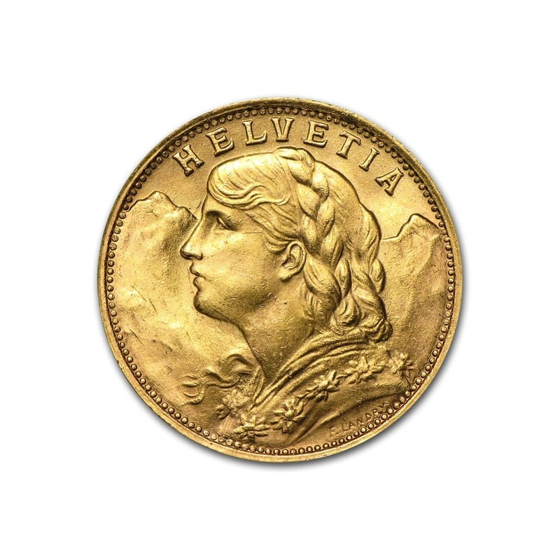 Złota moneta 10 Franków Szwajcaria 1911 - 1922 r.