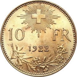 Złota moneta 10 Franków Szwajcaria 1911 - 1922 r.