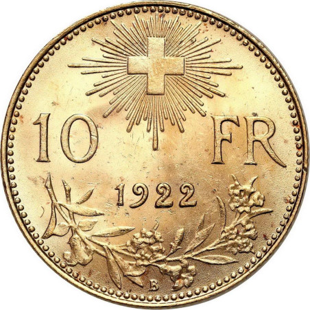Złota moneta 10 Franków Szwajcaria 1911 - 1922 r.