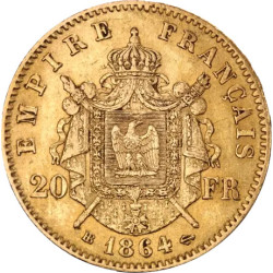 Złota Moneta 20 Franków Francja Napoleon III z wieńcem 1861 - 1870r