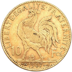 Złota moneta 10 Franków Francja 1899-1914 r.