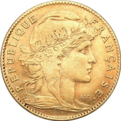 Złota moneta 10 Franków Francja 1899-1914 r.