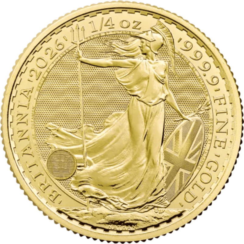 Złota moneta 1/4 uncji Britannia 2026 r Karol III