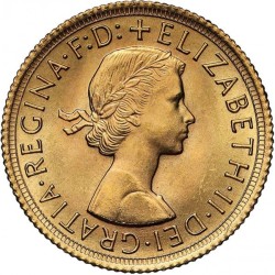 Złota moneta 1 Suweren Królowa Elżbieta II 1957 - 1968 r.