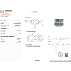 Diament Naturalny Brylant 1.00 ct G Si2 IGI CertiCard