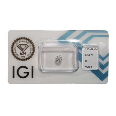Diament Naturalny Brylant 0.51 ct H VVS2 IGI CertiCard