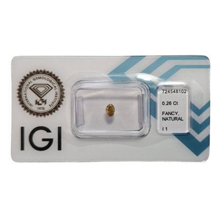 Diament Naturalny Owal Fancy Intense Brownish Yellow 0.26 ct I1 IGI CertiCard
