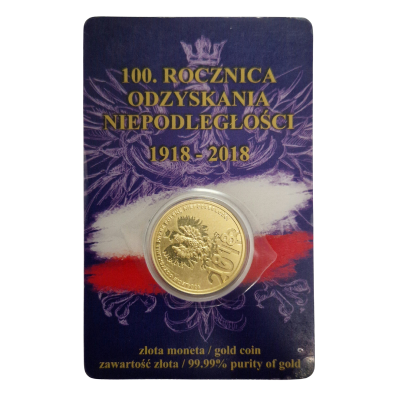Złota moneta 1/4 uncji 100 Rocznica Odzyskania Niepodległości 2018