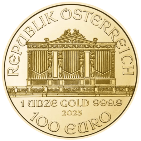 Złota moneta 1 uncja Wiedeński Filharmonik 2025 r