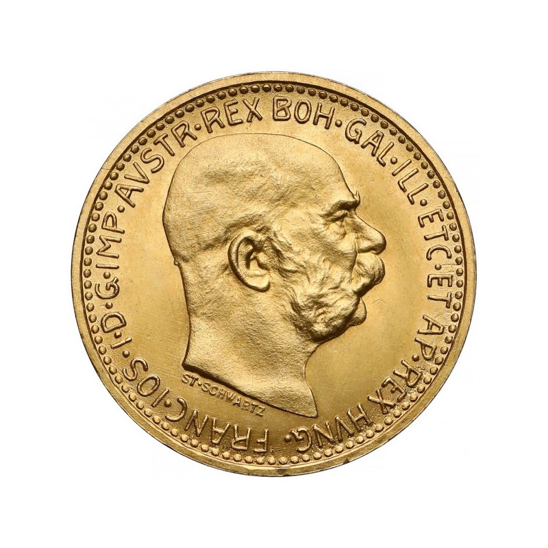 Złota moneta 10 Koron Austria nowe bicie Złota moneta 10 Koron Austria nowe bicie