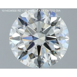 Diament szlif okrągły, 1.08ct, VS2, H, GIA 6495731111