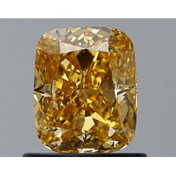 Diament o barwie fantazyjnej szlif poduszkowy modyfikowany, 1.01ct, VS2, Fancy Vivid Orangy Yellow, GIA 6224200499