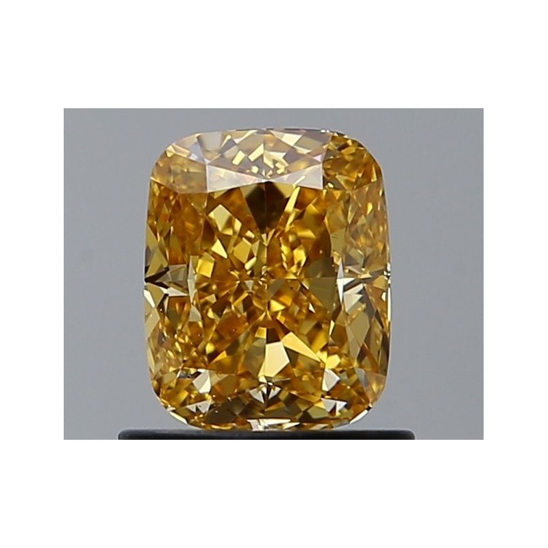 Diament o barwie fantazyjnej szlif poduszkowy modyfikowany, 1.01ct, VS2, Fancy Vivid Orangy Yellow, GIA 6224200499