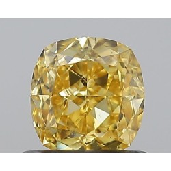 Diament o barwie fantazyjnej szlif poduszkowy modyfikowany, 0.7ct, VS2, Fancy Vivid Orangey Yellow, GIA 5221954947