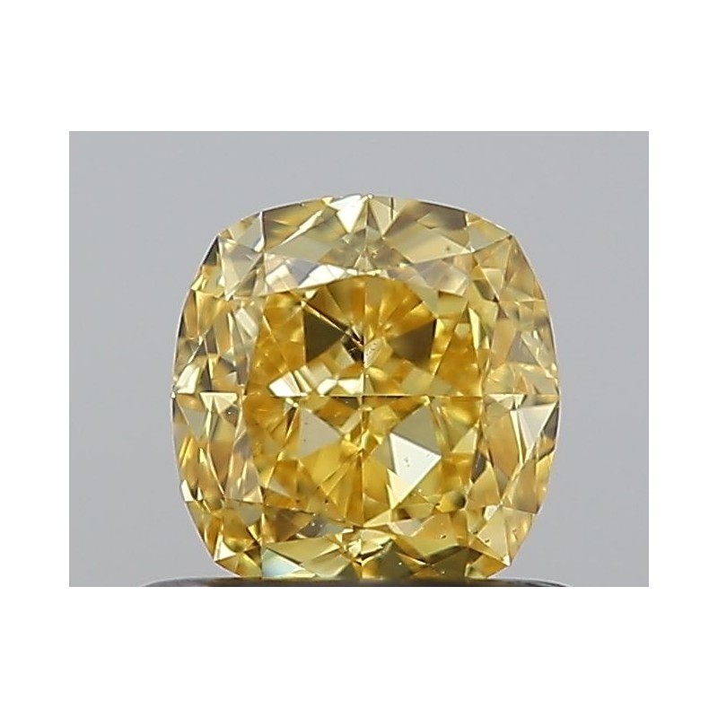 Diament o barwie fantazyjnej szlif poduszkowy modyfikowany, 0.7ct, VS2, Fancy Vivid Orangey Yellow, GIA 5221954947