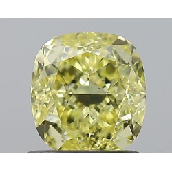 Diament o barwie fantazyjnej szlif poduszkowy modyfikowany, 1.02ct, VS2, Fancy Intense Yellow, GIA 6234222634