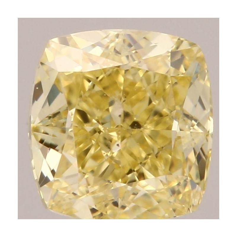 Diament o barwie fantazyjnej szlif poduszkowy modyfikowany, 0.61ct, SI1, Fancy Yellow, GIA 7296870294