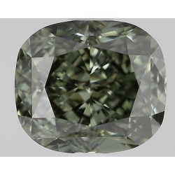 Diament o barwie fantazyjnej szlif poduszkowy brylantowy, 1.02ct, VS2, Fancy Dark Green Gray, GIA 2494572356