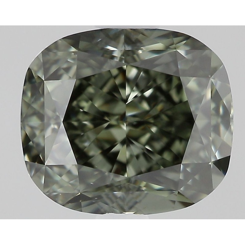 Diament o barwie fantazyjnej szlif poduszkowy brylantowy, 1.02ct, VS2, Fancy Dark Green Gray, GIA 2494572356