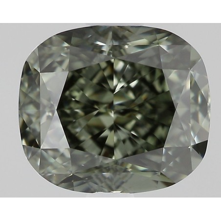Diament o barwie fantazyjnej szlif poduszkowy brylantowy, 1.02ct, VS2, Fancy Dark Green Gray, GIA 2494572356