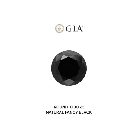 Diament o barwie fantazyjnej szlif okrągły, 0.8ct, VVS2, Fancy Black, GIA 2231320858