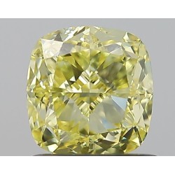 Diament o barwie fantazyjnej szlif poduszkowy modyfikowany, 1ct, VVS1, Fancy Yellow, GIA 2235011260