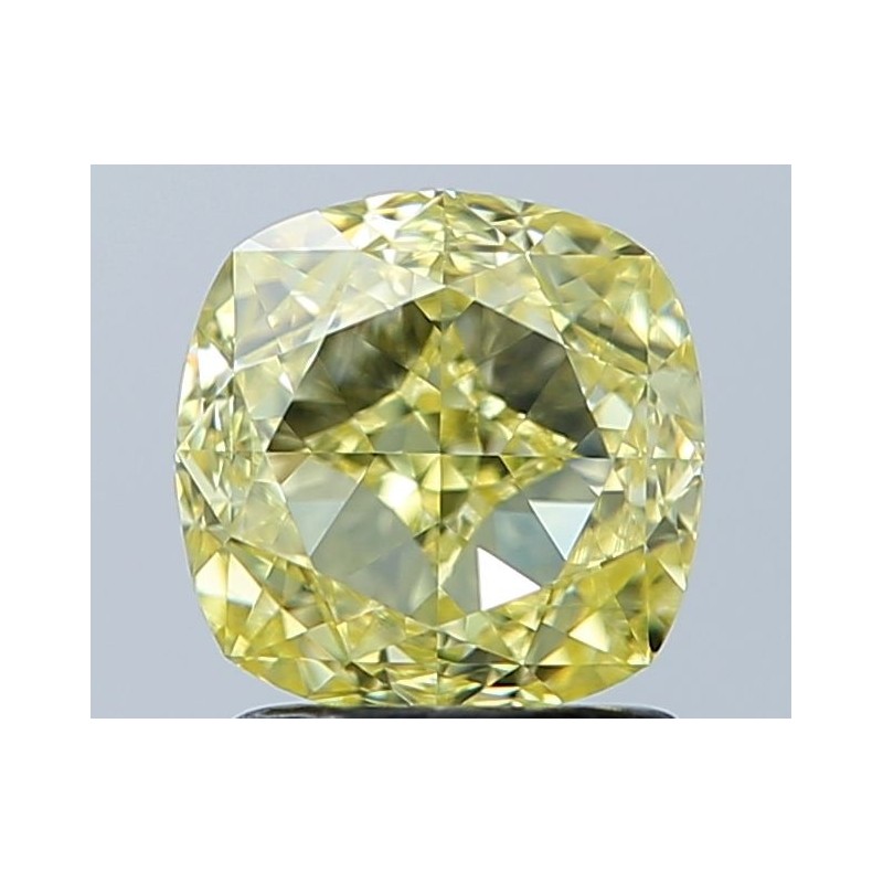 Diament o barwie fantazyjnej szlif poduszkowy modyfikowany, 2ct, VVS2, Fancy Yellow, GIA 7526237846
