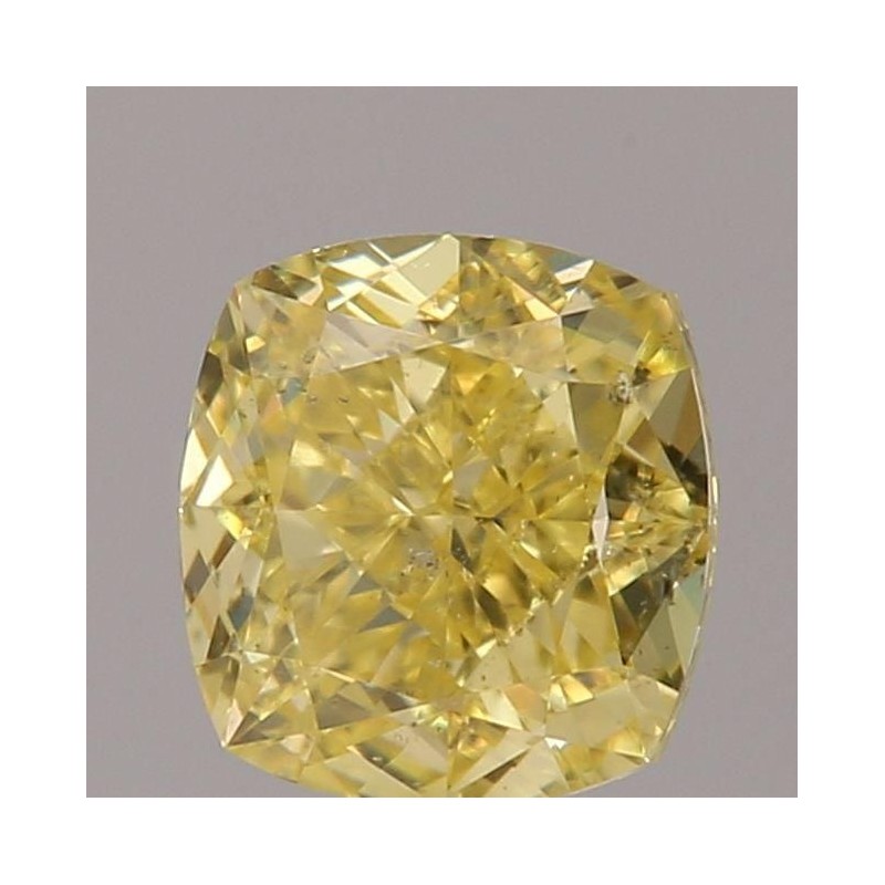 Diament o barwie fantazyjnej szlif poduszkowy modyfikowany, 0.51ct, SI1, Fancy Intense Yellow, GIA 6213653905