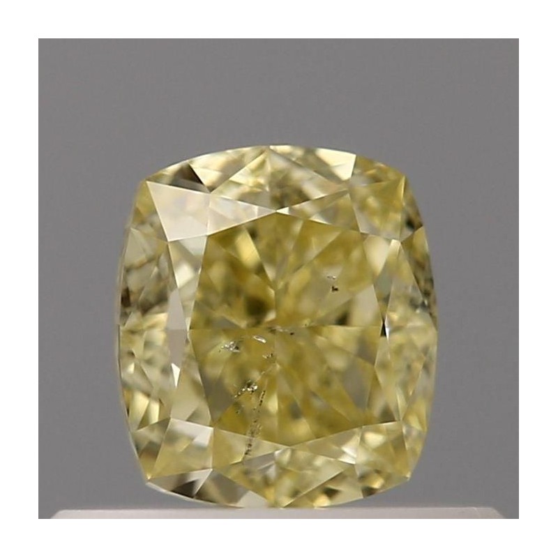Diament o barwie fantazyjnej szlif poduszkowy modyfikowany, 0.52ct, SI2, Fancy Intense Yellow, GIA 6214654046